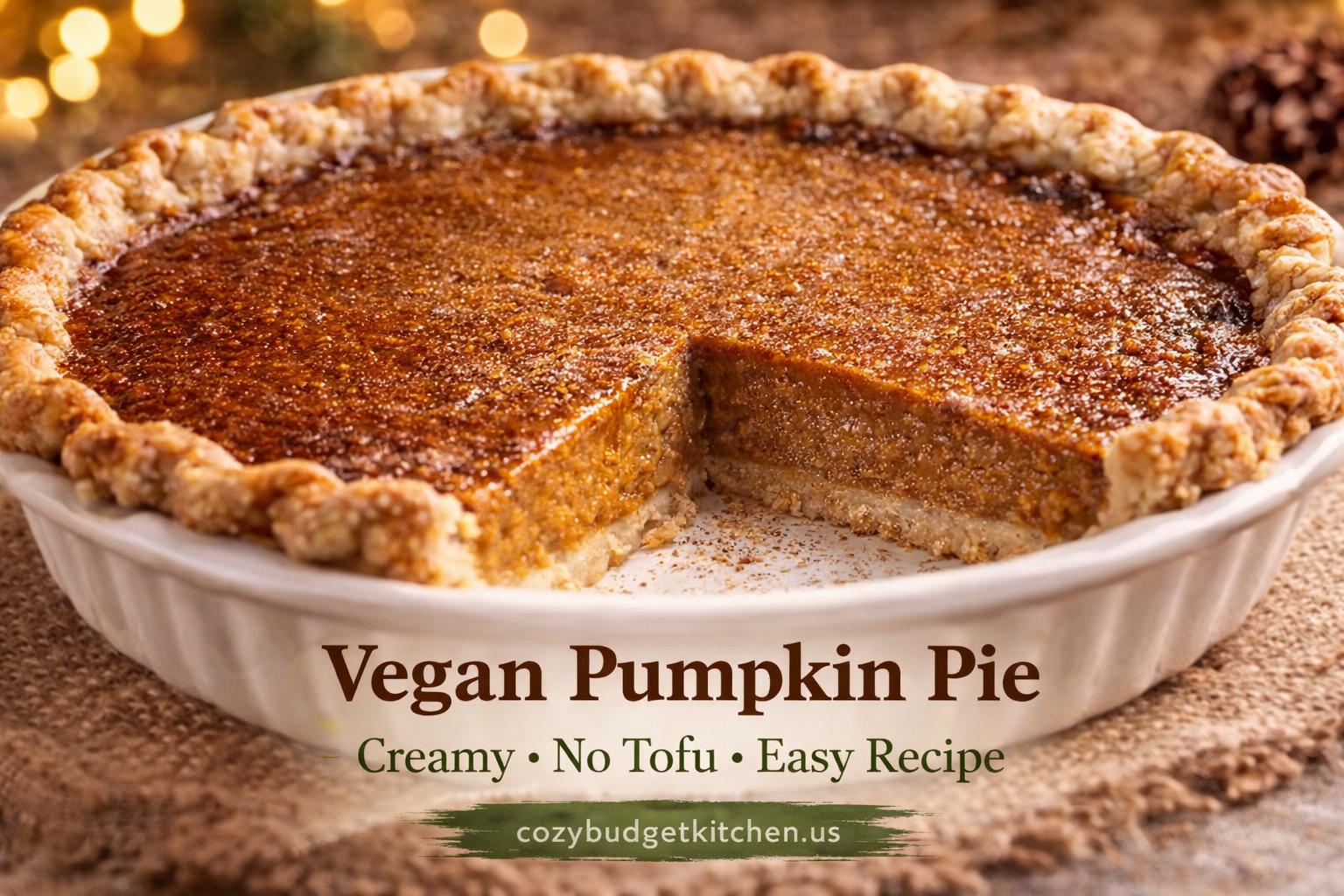 Vegan Pumpkin Pie Without Tofu (Holiday Favorite)