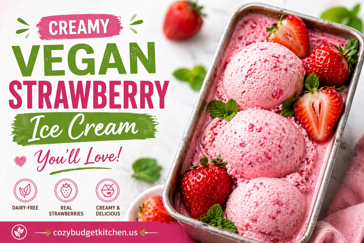 Easy Vegan Strawberry Ice Cream (1)