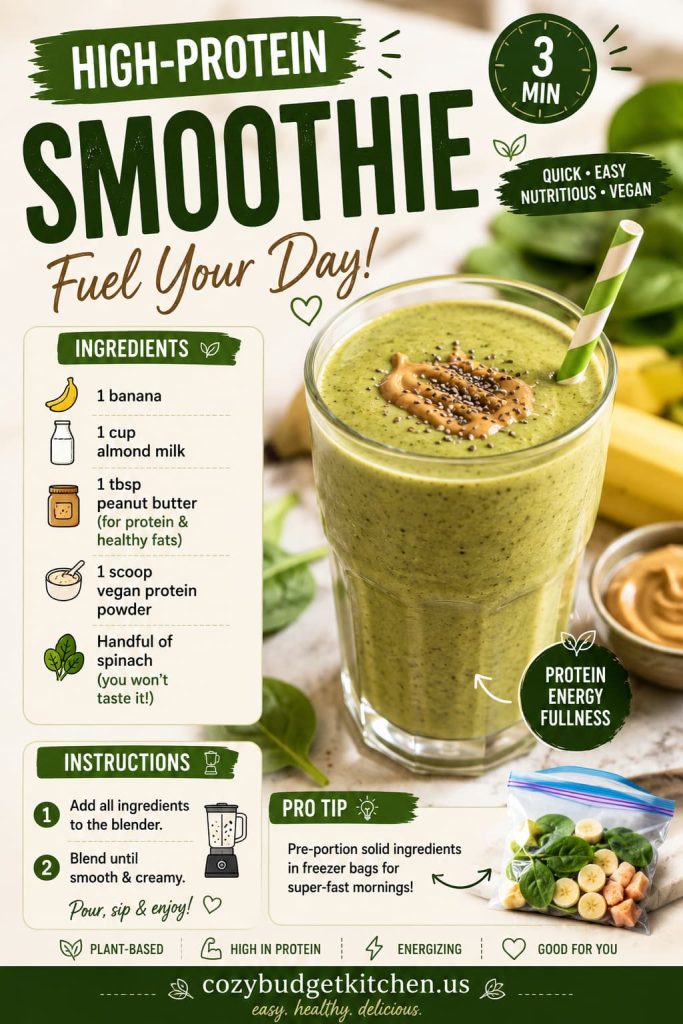 3 High-protein smoothie recipe poster