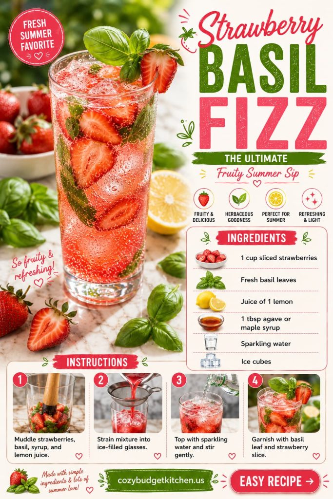 9 Strawberry basil fizz recipe guide.