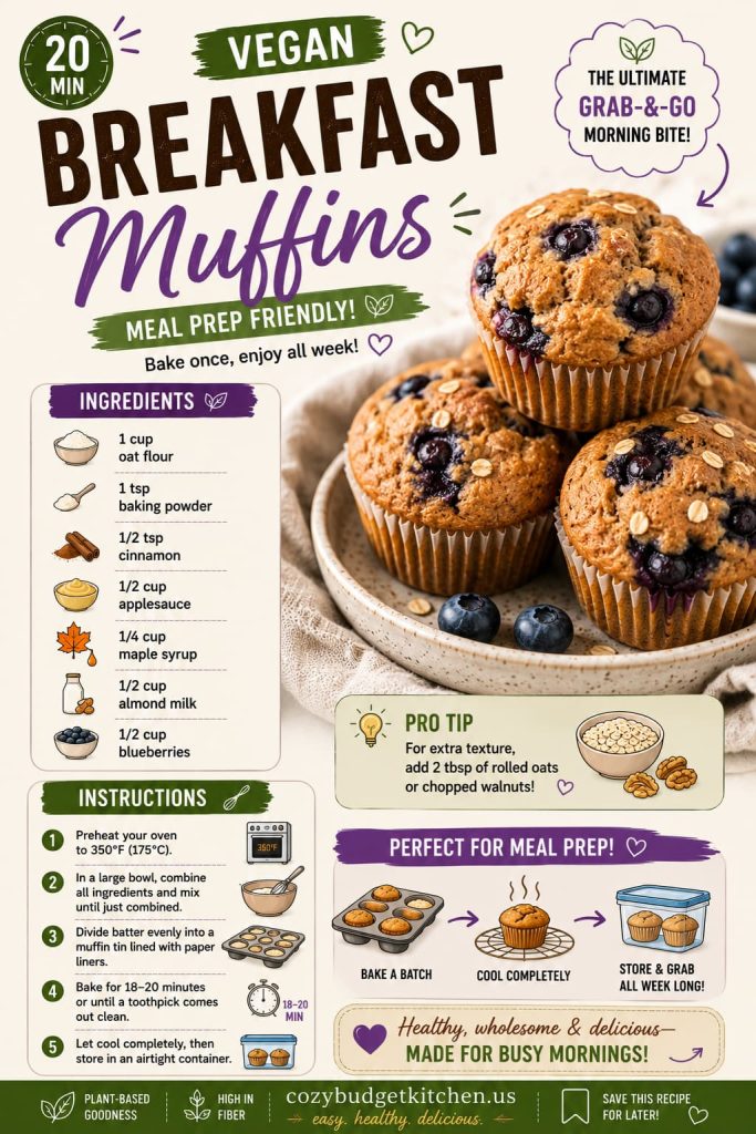 9 Vegan breakfast muffins recipe card