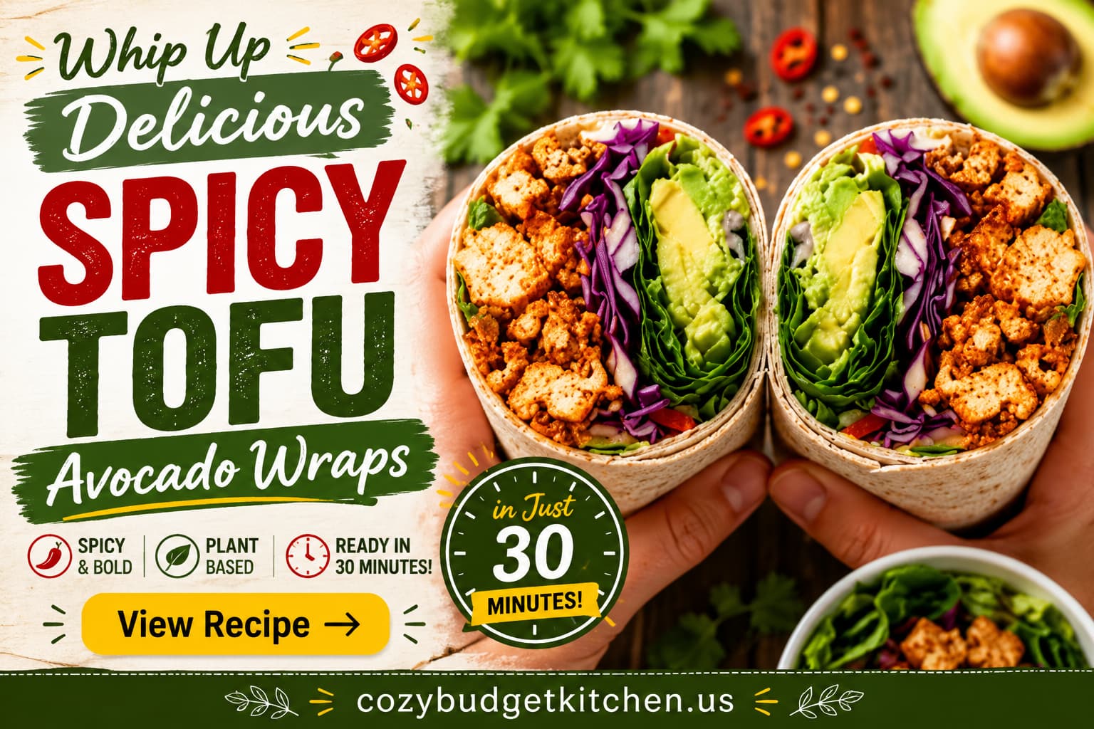 Spicy tofu avocado wraps recipe