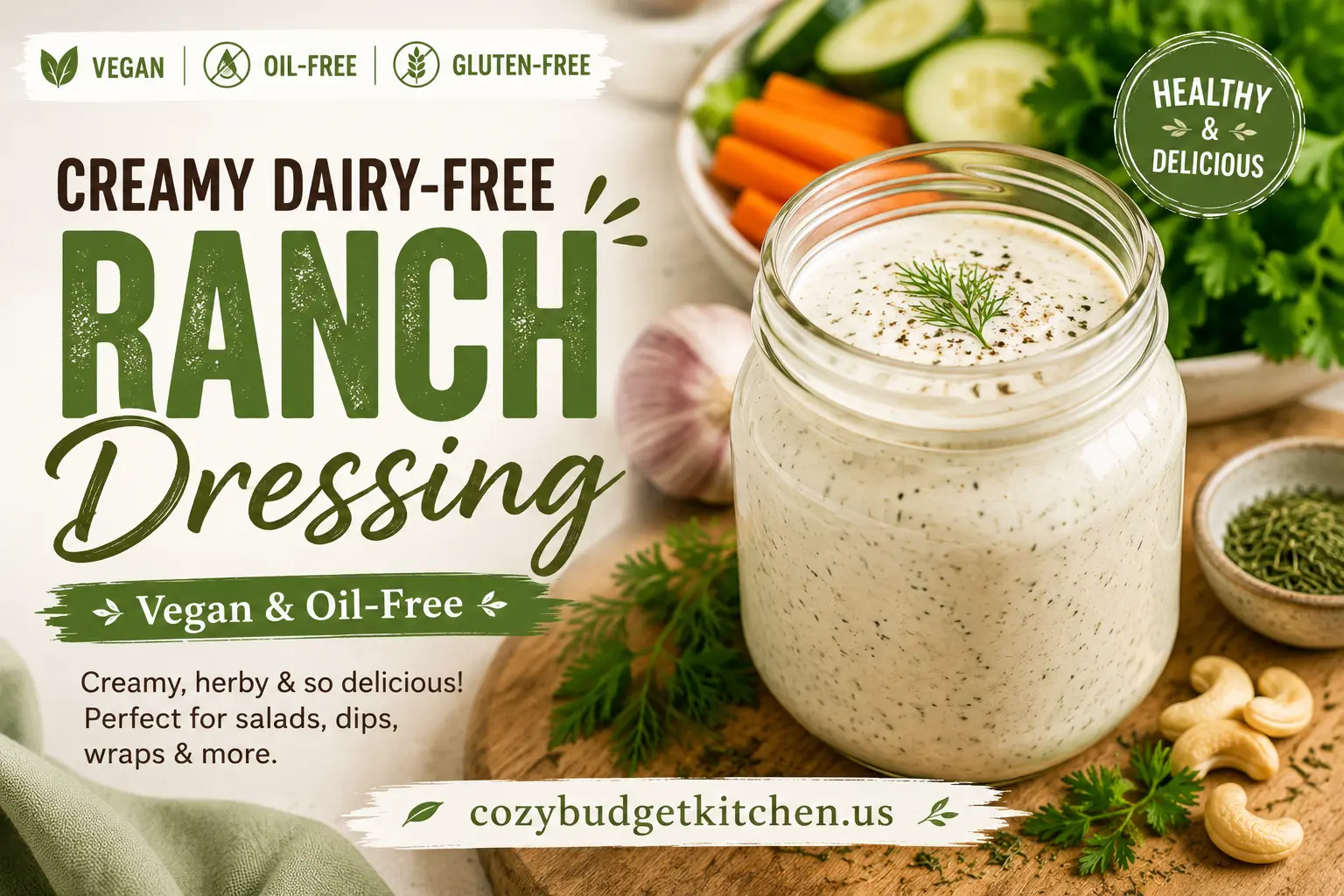 Vegan Dairy Free Ranch Dressing Quick Healthy and Delicious11