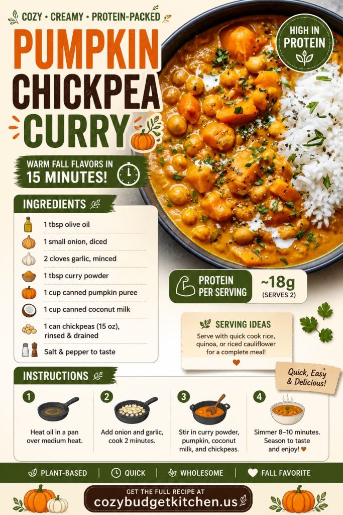 Vegan pumpkin chickpea curry for fall