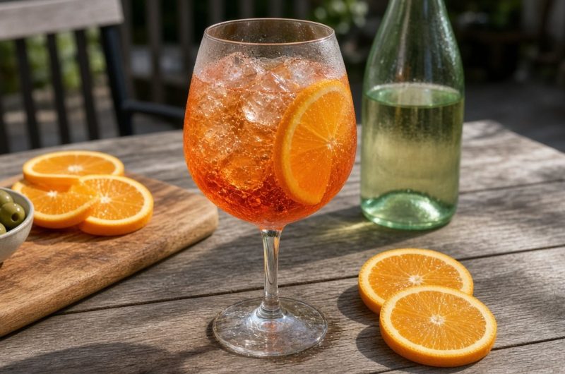 Aperol Spritz: Easy 3-2-1 Italian Cocktail in 2 Minutes 1 Aperol spritz in a wine glass with ice and an orange slice