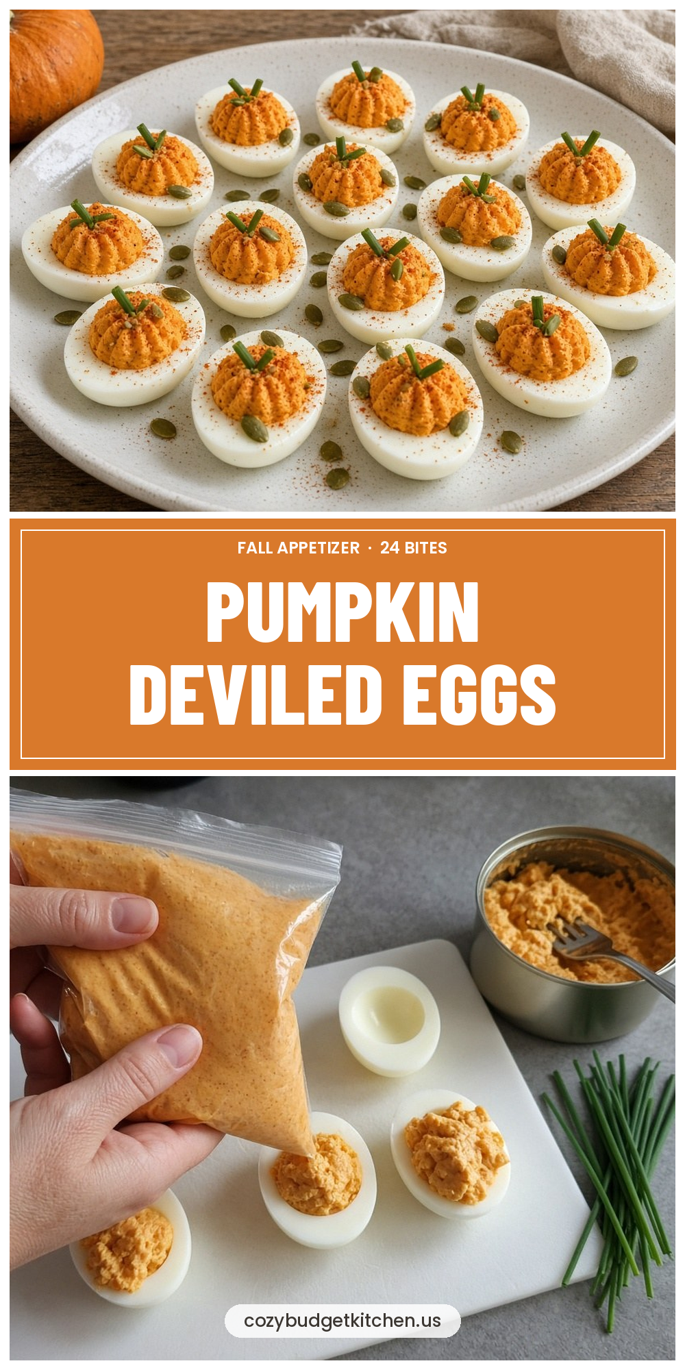 pumpkin deviled eggs pin