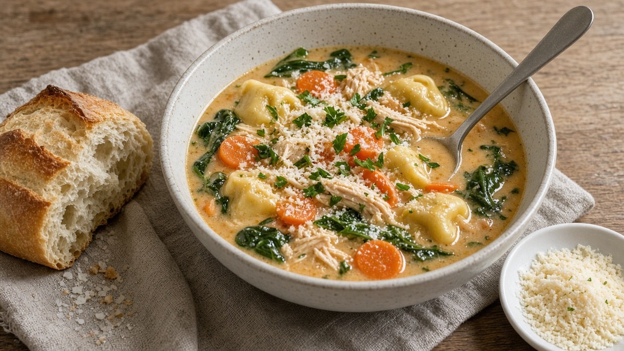 slow cooker chicken tortellini soup 1