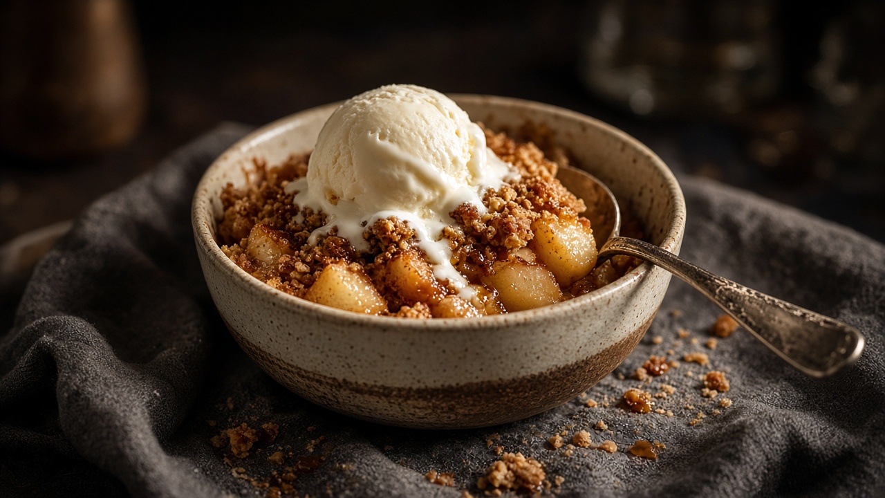 Spiced Pear Crisp: Easy 1-Dish Vegan Fall Dessert 4 Sliced pears tossed with cinnamon and ginger in a mixing bowl