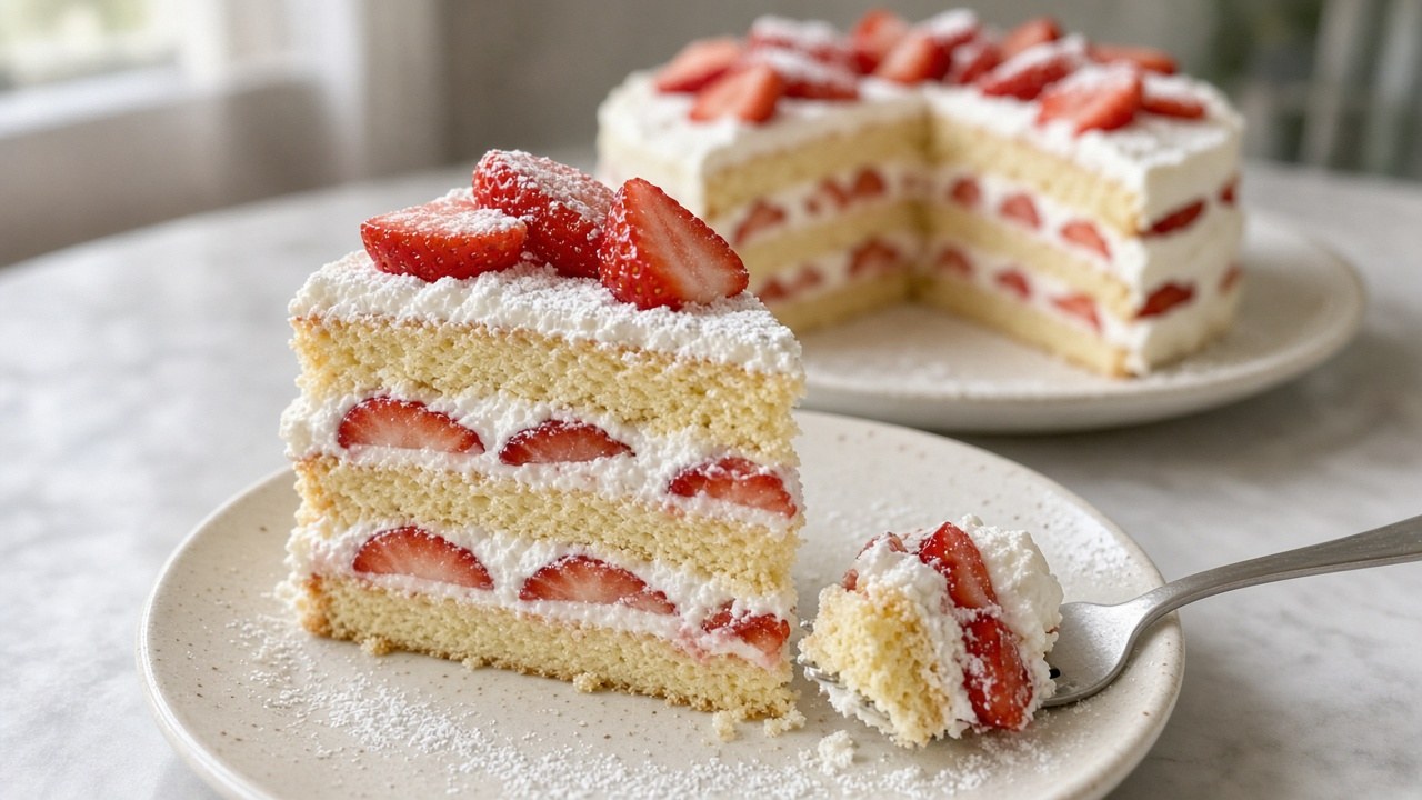 Strawberry Shortcake Cake: Easy 2-Layer Summer Dessert 5 strawberry shortcake cake 3