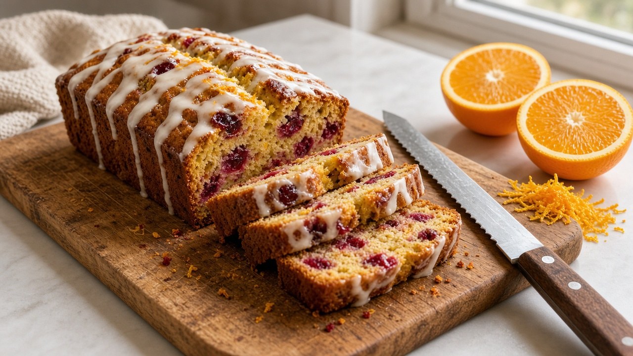 vegan cranberry orange bread 1